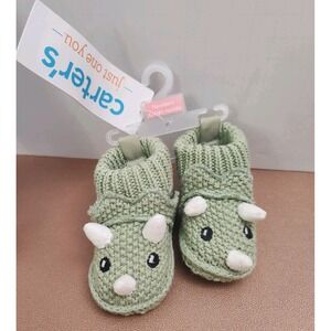 New Item CARTERS Just One You Baby BOOTIES Knitted Dino Slippers Green Dinosaur